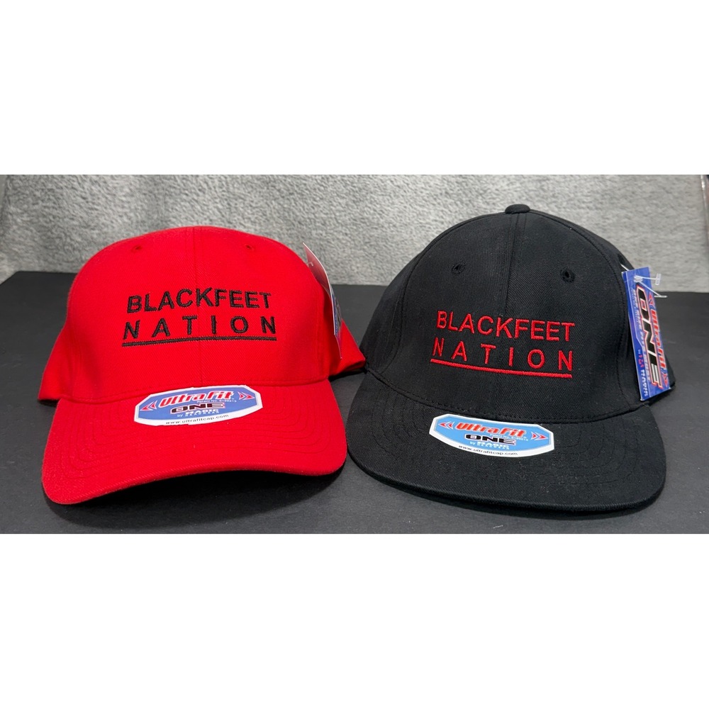 Magic Headwear Blackfeet Nation Hat Mens OSFM Red Black Embroidered 2 Pack NWT